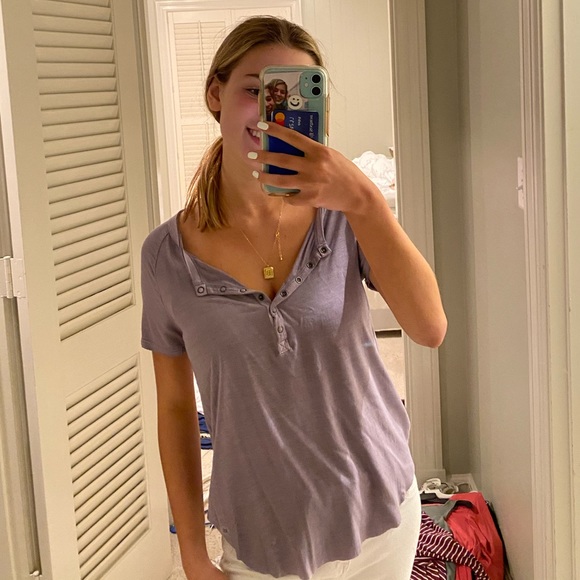 soft and sexy button grey tee - Picture 3 of 5